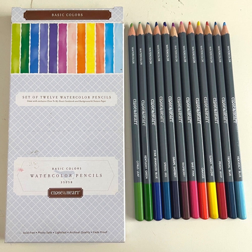 Close To My Heart Watercolor Pencils Set of 12 Basic Colors 3505B CTMH Art